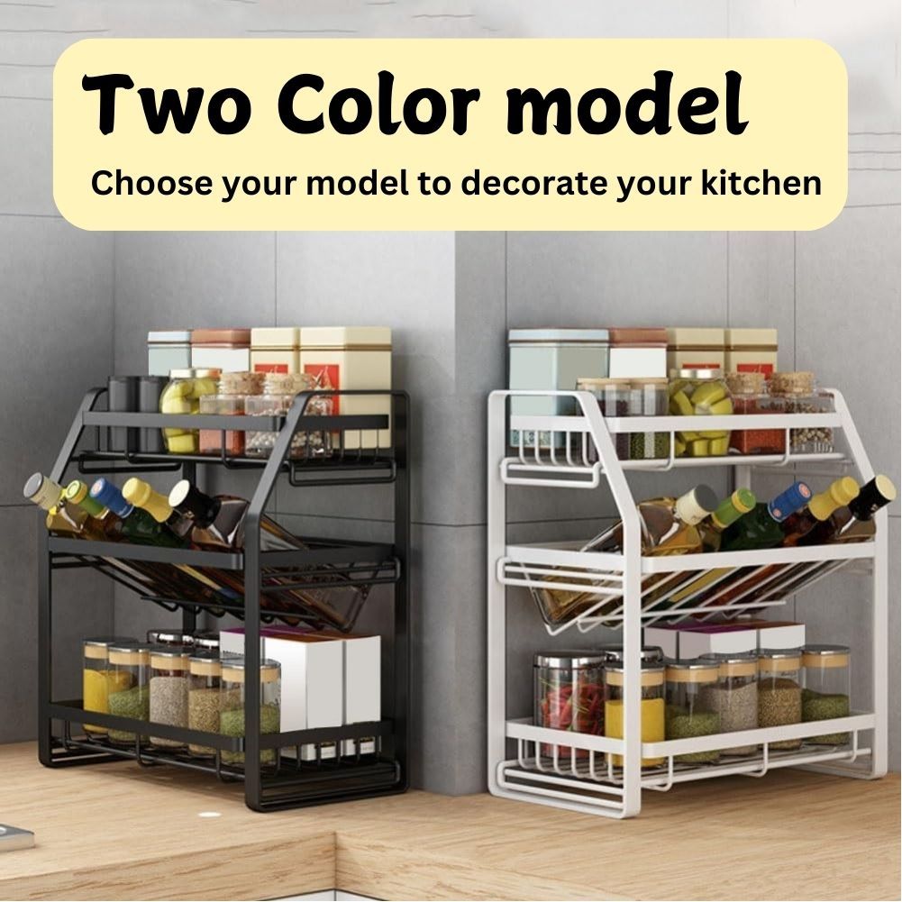 Kitchen 3-Tier Spice Rack - Detachable Organiser
